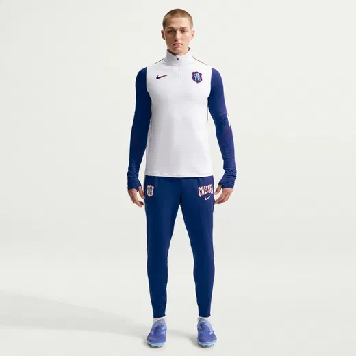 Sweat zippé Chelsea Strike blanc bleu