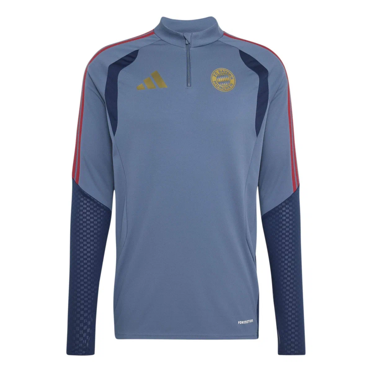 Sweat d’entraînement bleu gris du Bayern, écusson et logo dorés