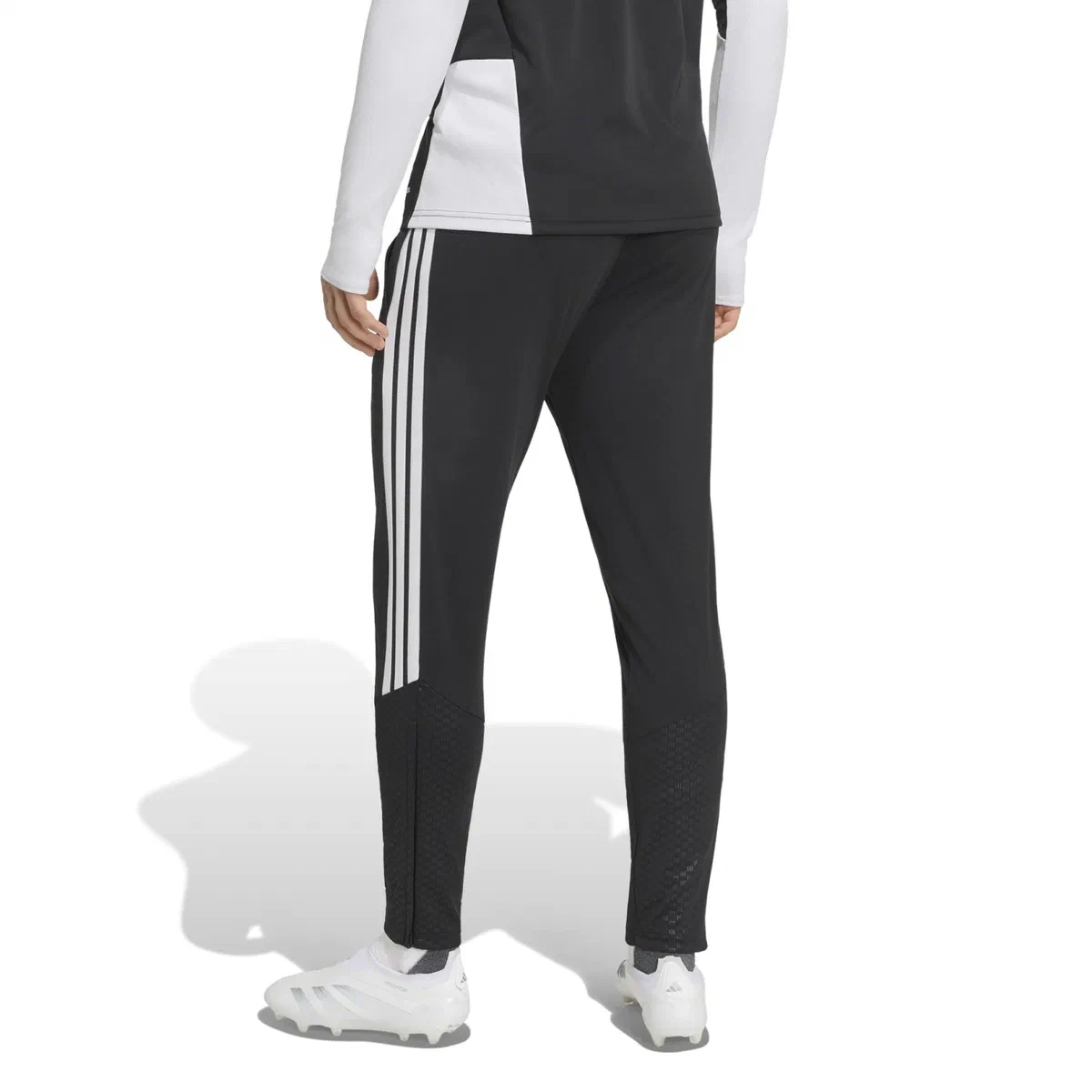 Pantalon Liverpool noir à bandes blanches, de dos